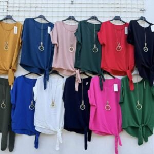 Stylová halenka s uzlem + náhrdelník ZDARMA 💎 ZELENÁ