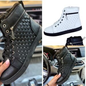 Dámské boty s kožíškem a kamínky 🤍 Bílé – velikost 39