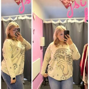 Stylová béžová tunika s originálním potiskem