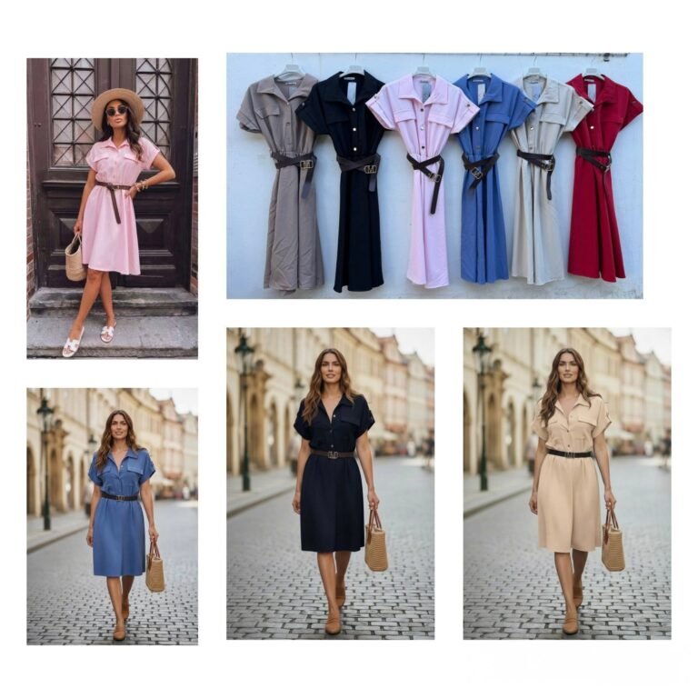 🌸 KOŠILOVÉ ŠATY S PÁSKEM – ELEGANCE PRO KAŽDÝ DEN 👗💙- kobaltová modrá